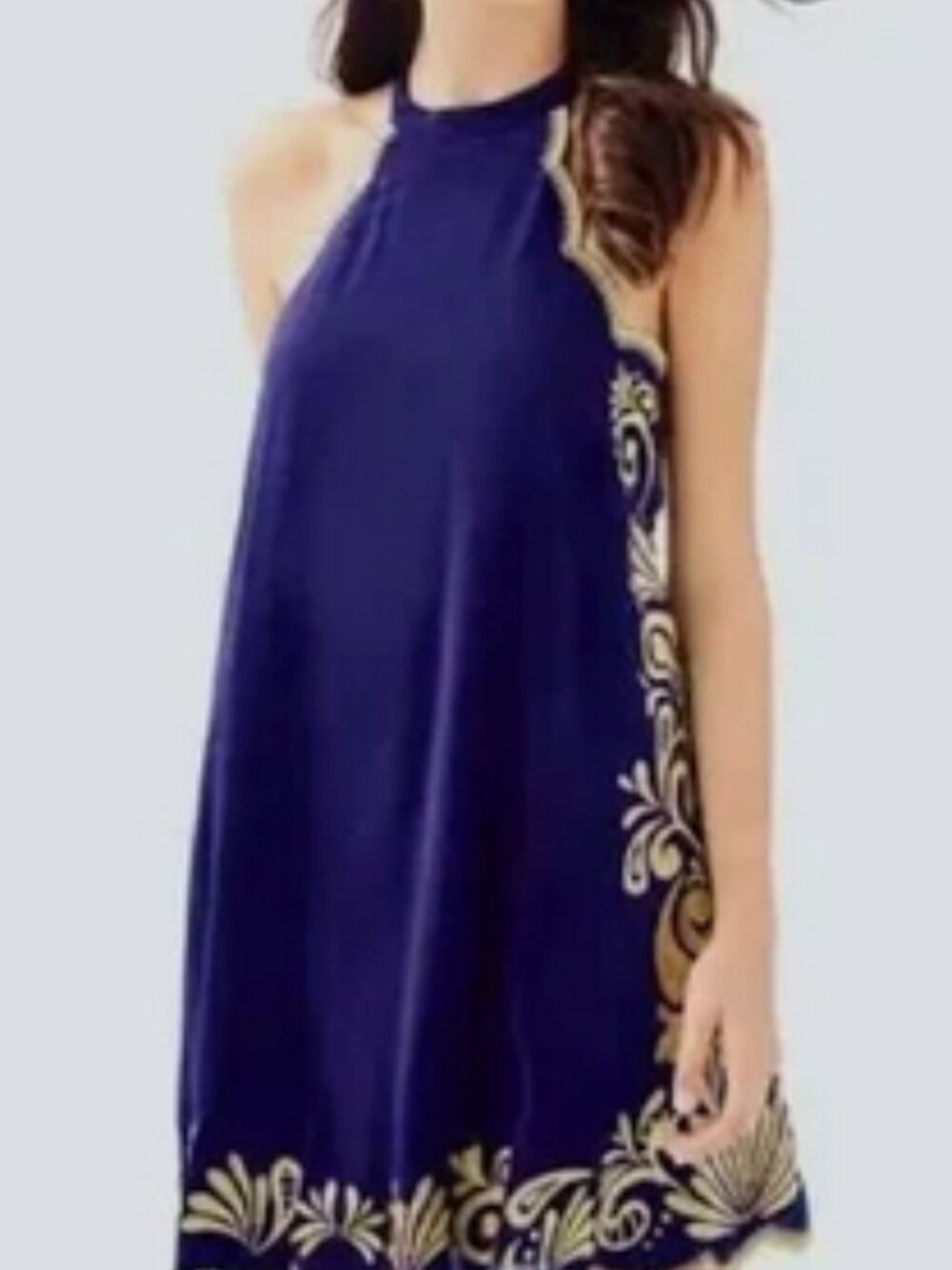 Lilly Pulitzer Quinn Dress True Navy Gypset Swirl Gold